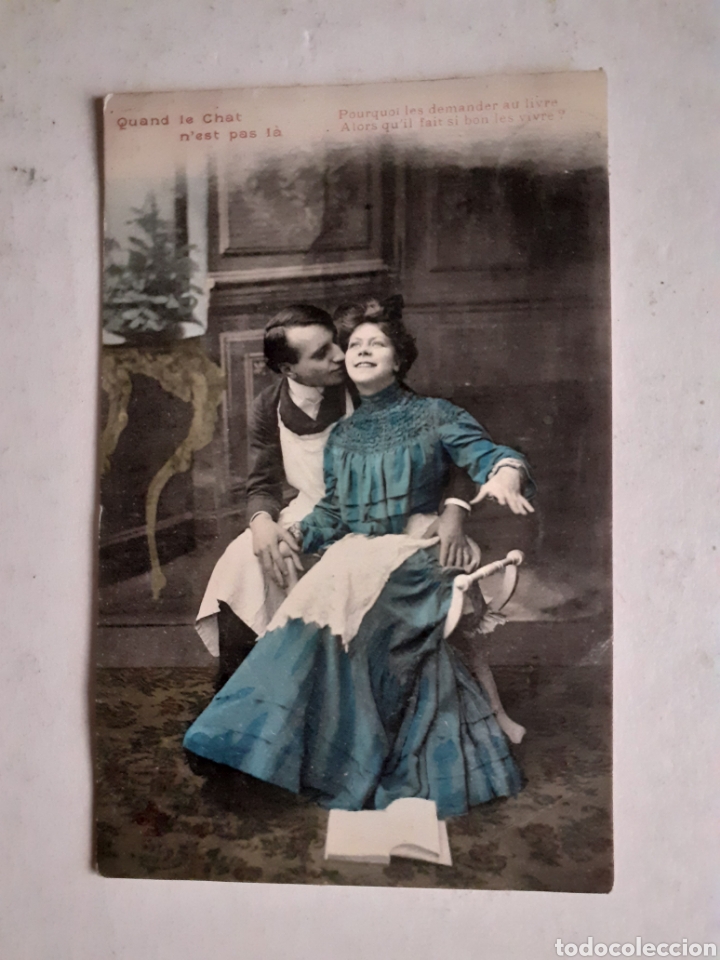 Postkarten: Postal galanteo. Francia, 1906. Circulada y matasellada.