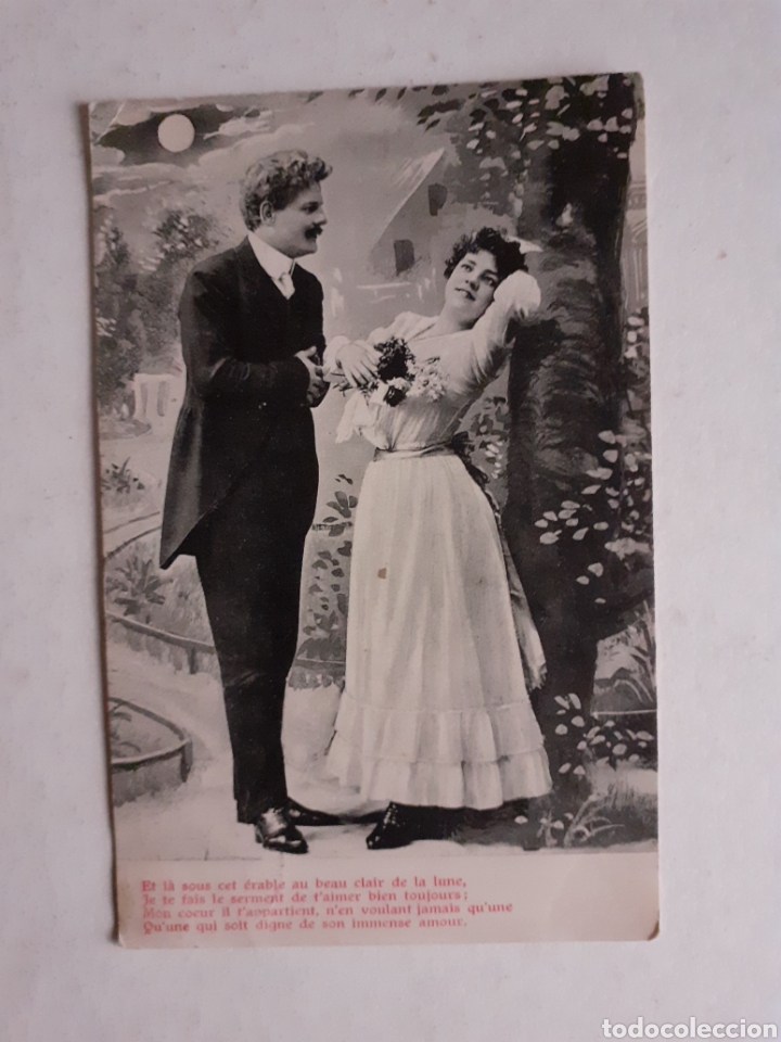 Postkarten: Postal galanteo. Francia, 1906. Matasellada.