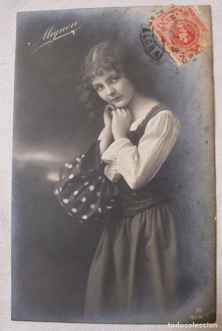 Postales: 2 POSTALES MIGNON. MUCHACHAS, CIRCULADAS - Foto 3