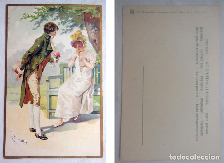 Postales: Antigua Tarjeta : ER UN SIE (UN RAMITO DE FLORES) F D&ouml;lker. Kunstverlags - Anstalt Rafael Neuber