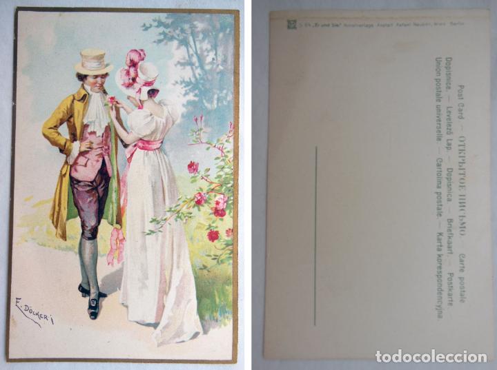 Postales: Antigua Tarjeta : ER UN SIE (UNA FLOR EN EL OJAL) F D&ouml;lker. Kunstverlags - Anstalt Rafael Neuber