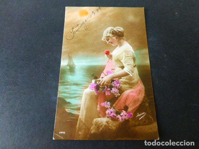Postales: MUJER CON FLORES POSTAL - Foto 1