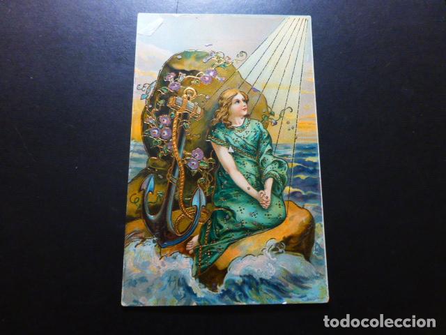 Postales: MUJER CON ANCLA POSTAL - Foto 1