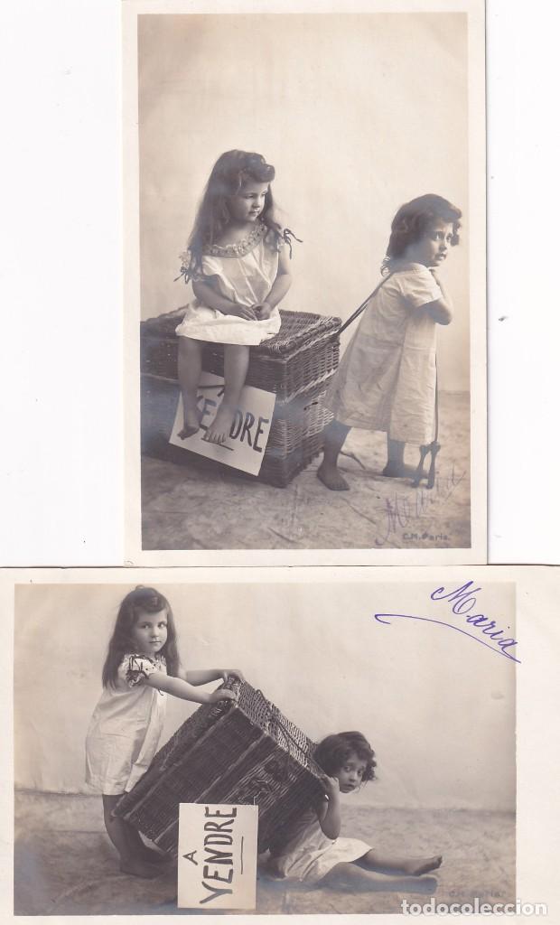 Postcards: Lote de 2 postales tem&aacute;tica infantil. Reverso sin dividir. Escritas. Sin circular.