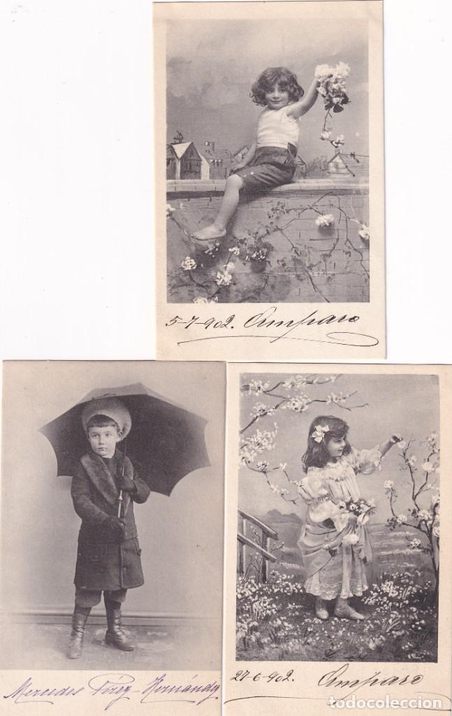 Postkarten: Lote de 3 postales tem&aacute;tica infantil. Reverso sin dividir. Escritas. Sin circular.