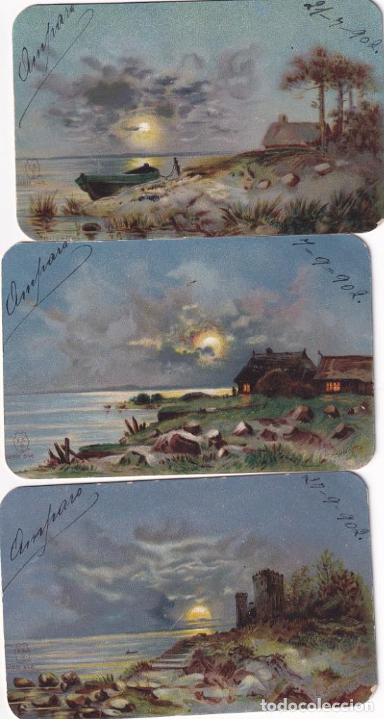 Postales: Lote de 3 postales de paisajes. Cart&oacute;n m&aacute;s duro de los normal, esquinas redondeadas. Reverso sin div