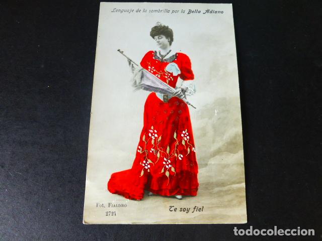 Cartoline: BELLA ADIANO ARTISTA CUPLETISTA CANTANTE TEATRO LENGUAJE DE LA SOMBRILLA POSTAL