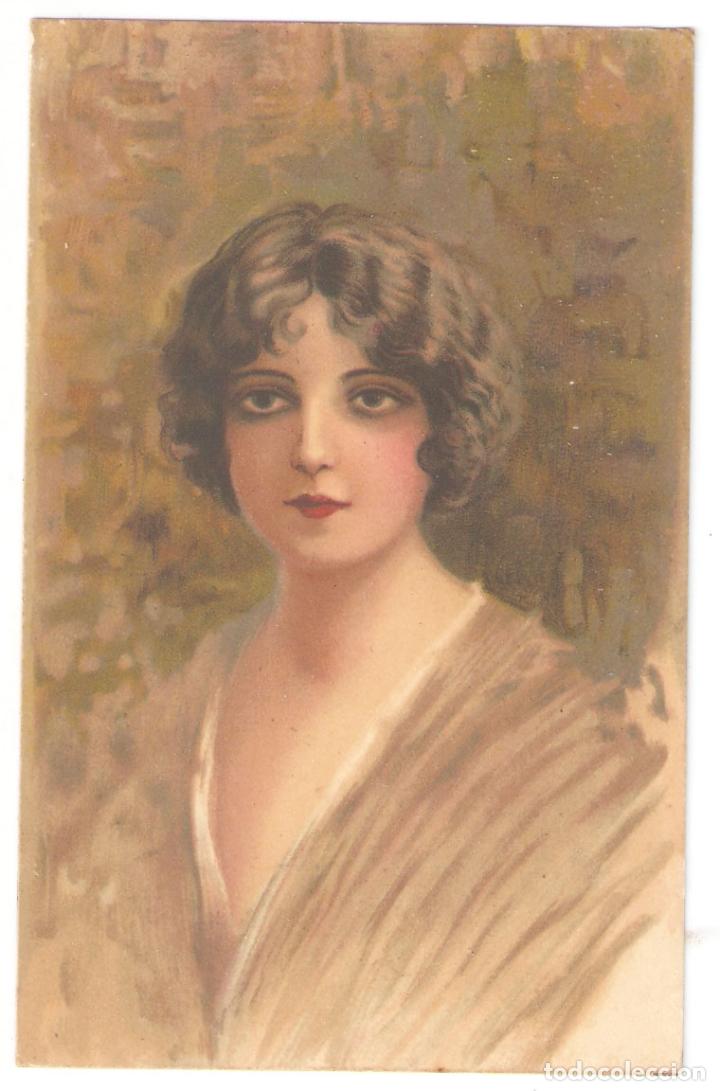 Postales: Mujer, Litogr&aacute;fica . Serie artistica Veliuto. Milano. Escrita 1925, con sello. .-Vell i Bell