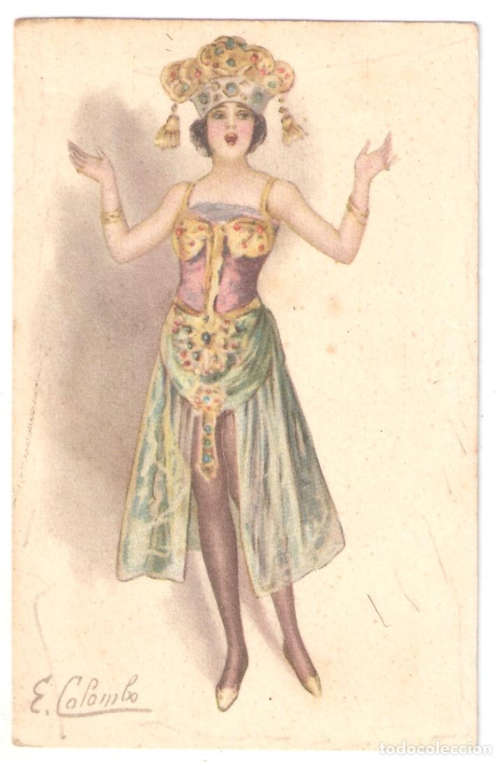 Postales: Mujer, Litogr&aacute;fica . E.Colombo.Milano. . Escrita 1919 .-Vell i Bell