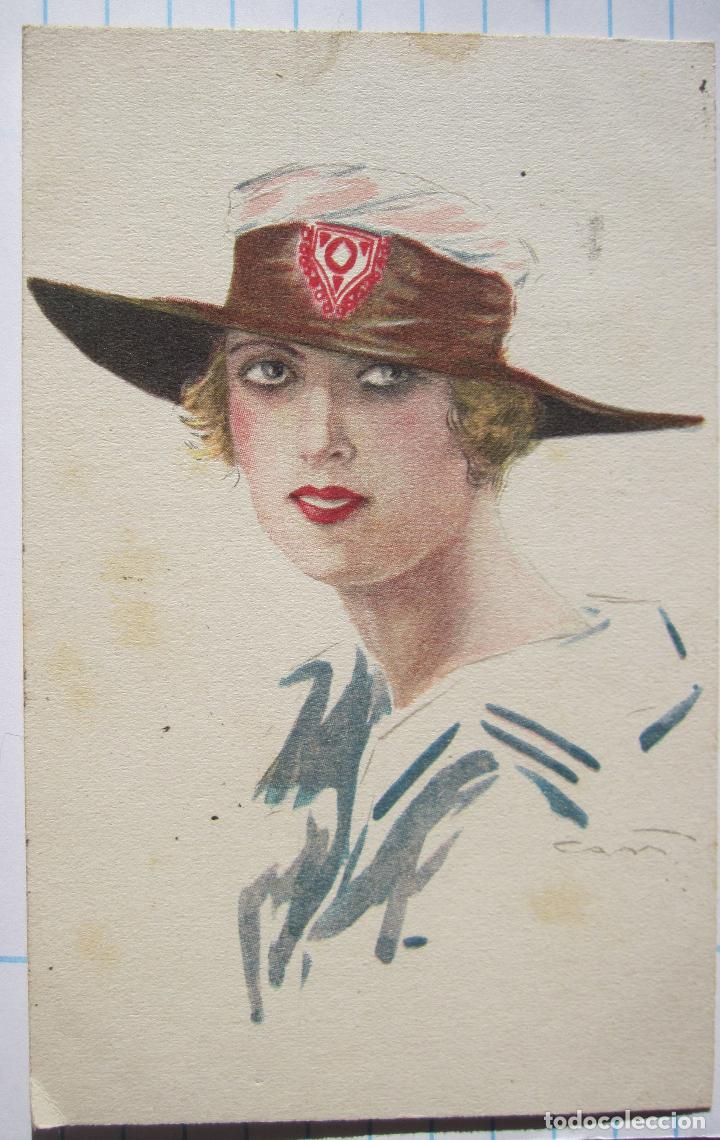 Postales: ANTIGUA POSTAL RETRATO FEMENINO. FIRMADA CAM, MILANO, 9X14 CM. CIRCULADA HACIA 1914