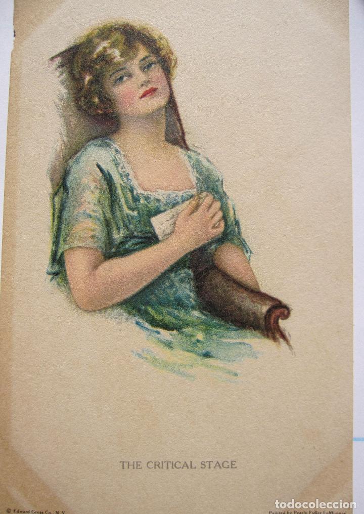 Postales: ANTIGUA POSTAL, THE CRITICAL STAGE. ILUSTRADOR PEARLE FIDLER LEMUNYAN.EDWARD GROSS. ESCRITA