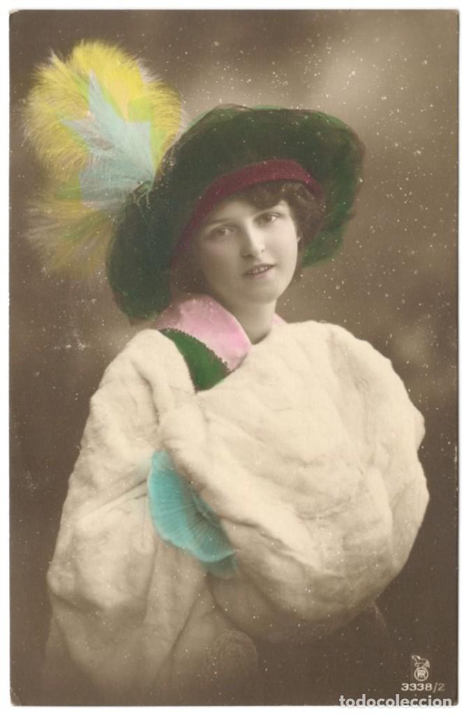 Cartoline: POSTAL. MUJER CON SOMBRERO DE PLUMAS - PRINCIPIOS DEL SIGLO XX