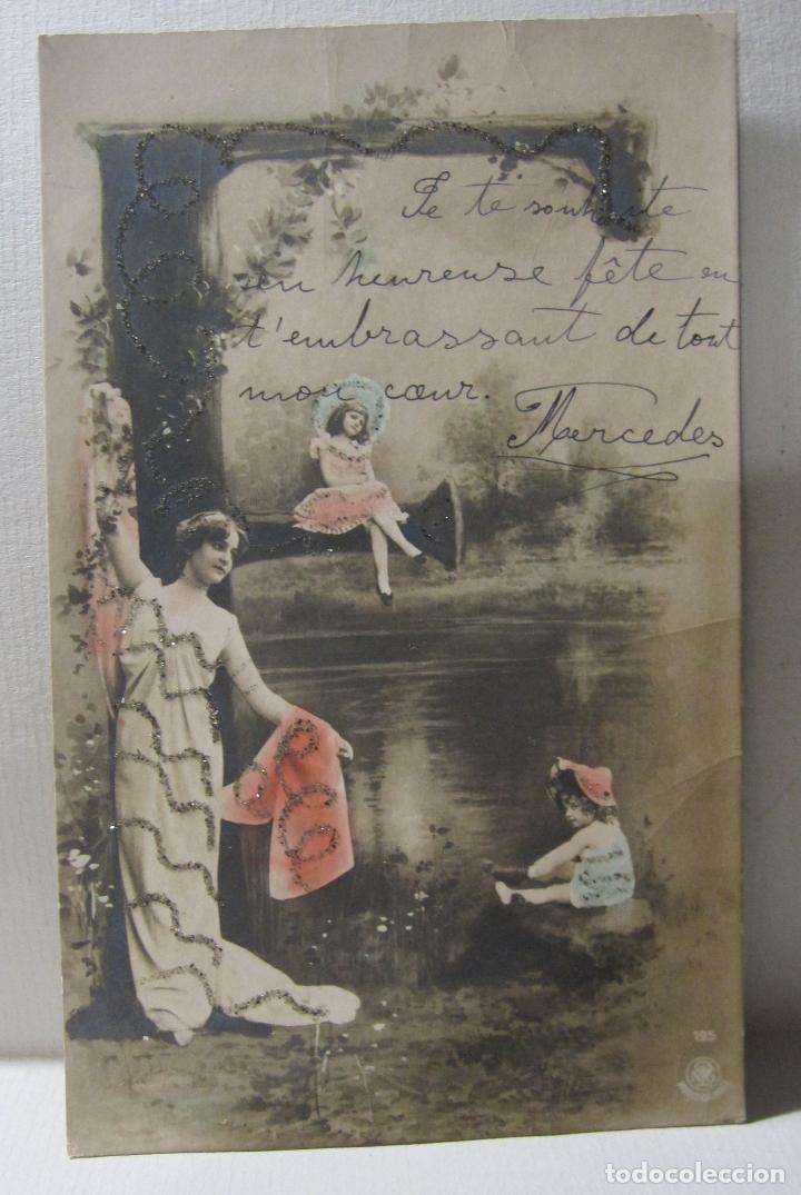 Postales: POSTAL LETRA &rdquo;F&rdquo;. ESCRITA. DECORADA CON PURPURINA