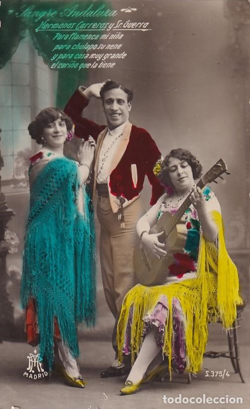 Postales: SANGRE ANDALUZA. HERMANAS CARRERAS Y SR. GUERRA. ESCRITA SIN CIRCULAR
