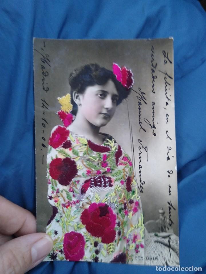 Postales: Postal bordada artista cupletista Se&ntilde;orita Oria. Circulada