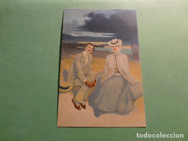 Postales: PAREJA ELEGANTE POSTAL RELIEVE - Foto 1