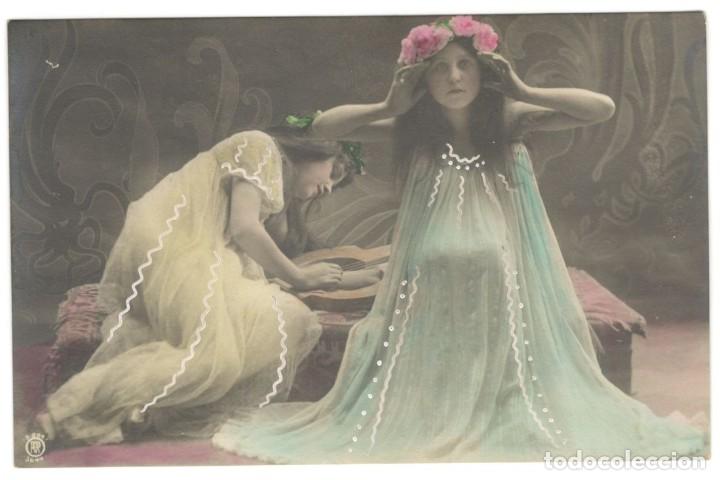 Postais: POSTAL - 2 CHICAS CON LIRA - 1900 - JUGENDSTIL - ART NOVEAU - GERMANY