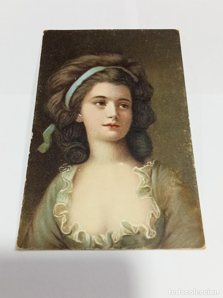 Postcards: TARJETA POSTAL DE MUJERES. DIBUJO DE ROSTRO DE BELLA JOVEN CON CINTA CELESTE EN EL PELO