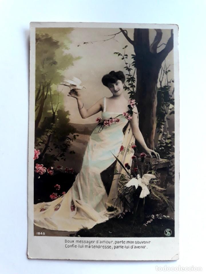 Postales: Antigua Postal Mujer Escrita y Sellada 1908 - Foto 1