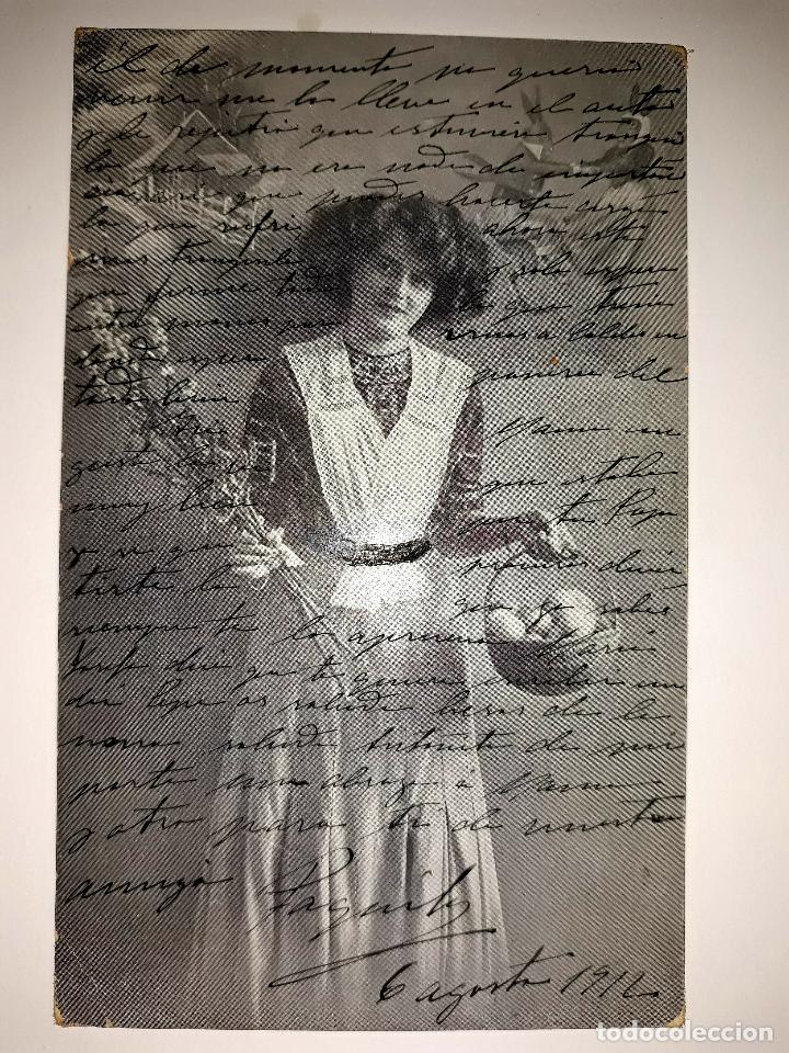 Postkarten: Antigua Postal Mujer Escrita y Sellada 1912