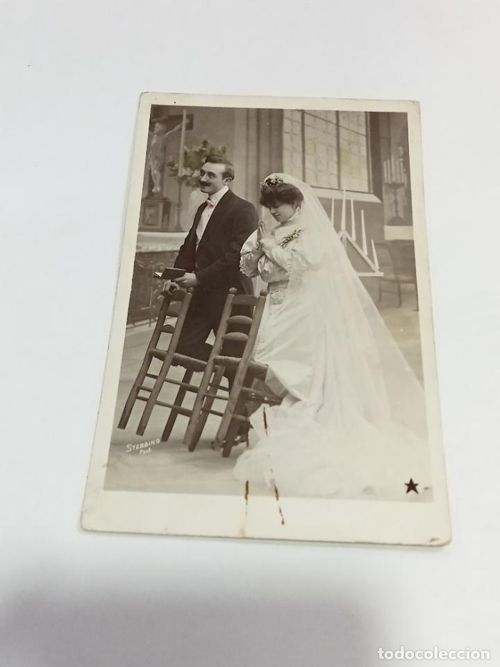 Postais: TARJETA POSTAL. GALANTES Y MUJERES. PAREJA EL DIA DE SU BODA.