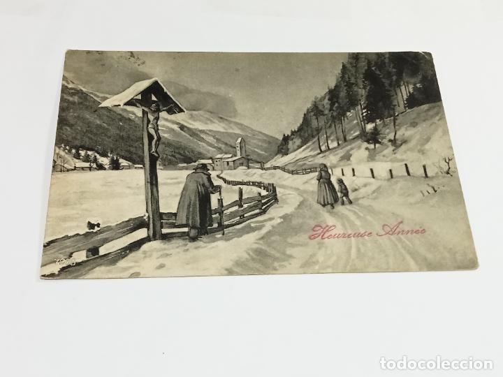 Cartoline: TARJETA POSTAL. PAISAJE CAMPESTRE NEVADO CON IGLESIA AL FONDO