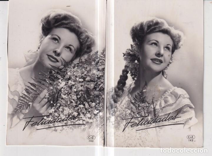 Postcards: DOS POSTALES DE FELICIDADES BELLA DAMA EDITO CyZ N&ordm; 143 SIN CIRCULAR