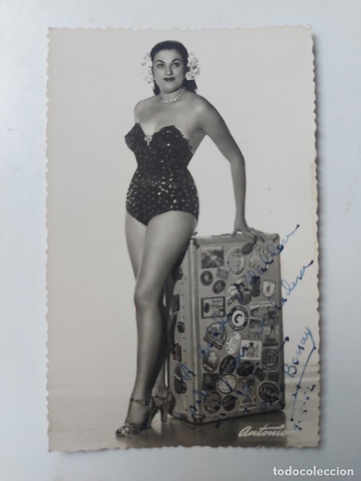 Postais: ANTIGUA FOTOGRAFIA TAMA&Ntilde;O POSTAL FIRMADA Y DEDICADA POR MILO BONAY - VEDETTE Y ARTISTA DE VARIEDADES
