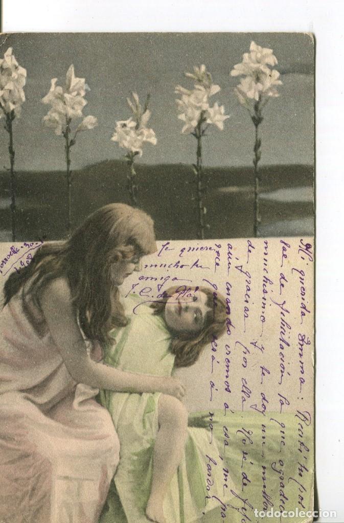 Postales: MODERNISTA-ART NOUVEAU-MADRE CON SU HIJA-SIN DIVIDIR