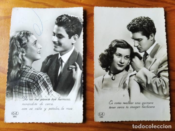 Postales: 2 POSTALES ROMANTICAS, GALANTES - POSTAL CIRCULADA A&Ntilde;OS 50