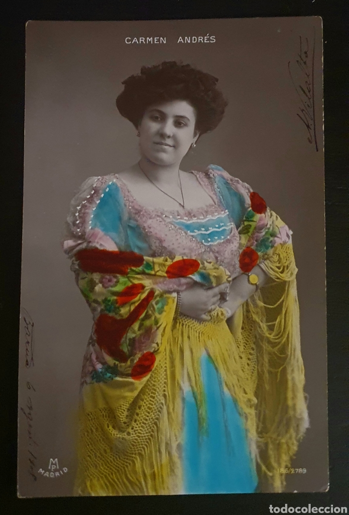Postales: POSTAL ILUMINADA: CARMEN ANDR&Eacute;S. CIRCULADA EN 1908 - Foto 1