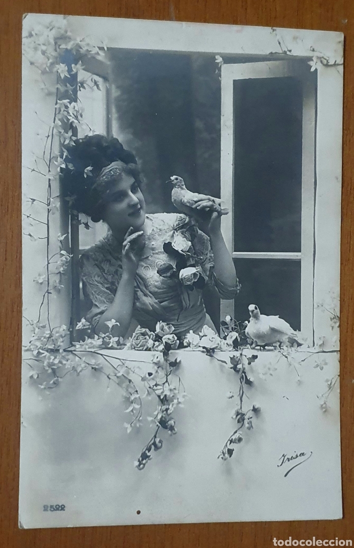 Postales: POSTAL. CHICA CON PALOMAS. Circulada en 1911 - Foto 1