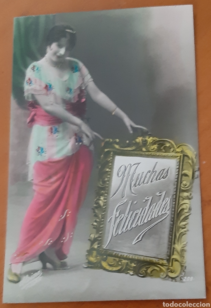 Cartoline: Postal de felicitaci&oacute;n 1916. Escrita sin circular. Muy rara. R1040