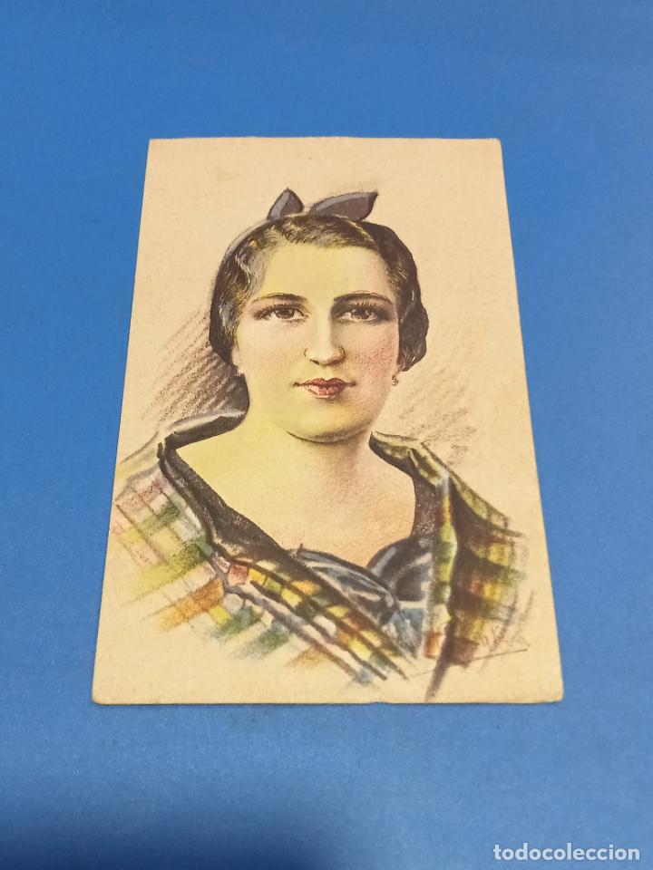 Cartoline: TARJETA POSTAL. DIBUJO DEL ROSTRO DE UNA JOVEN CON LAZO EN SU PELO.