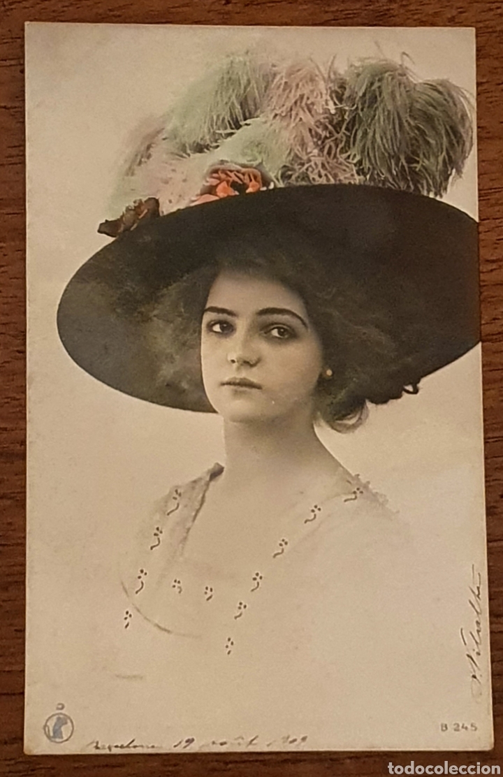 Postales: POSTAL CHICA CON PAMELA. circulada en 1909