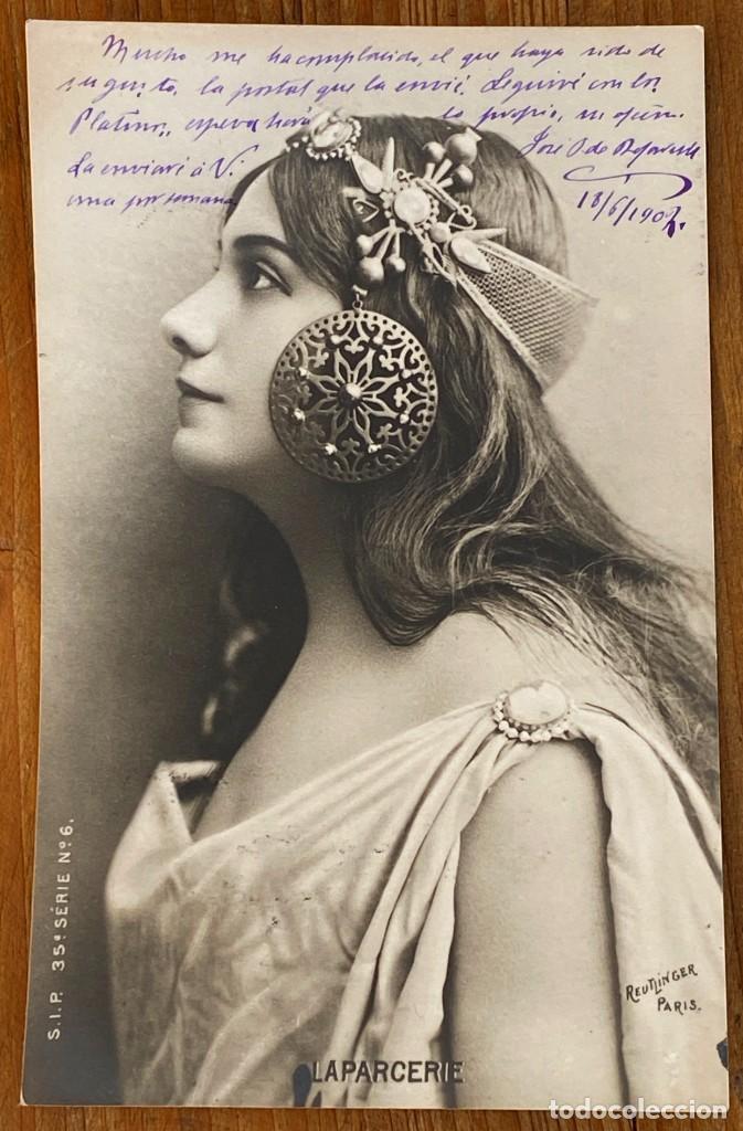 Postales: ACTRIZ 1900, CORA LAPARCERIE, MODERNISTA, EDITEUR REUTLINGER, ART NOUVEAU, CIRCULADA SIN DIVIDIR