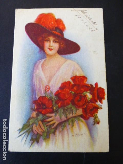 Cartoline: MUJER ELEGANTE FISHER ILUSTRADOR ART DECO POSTAL