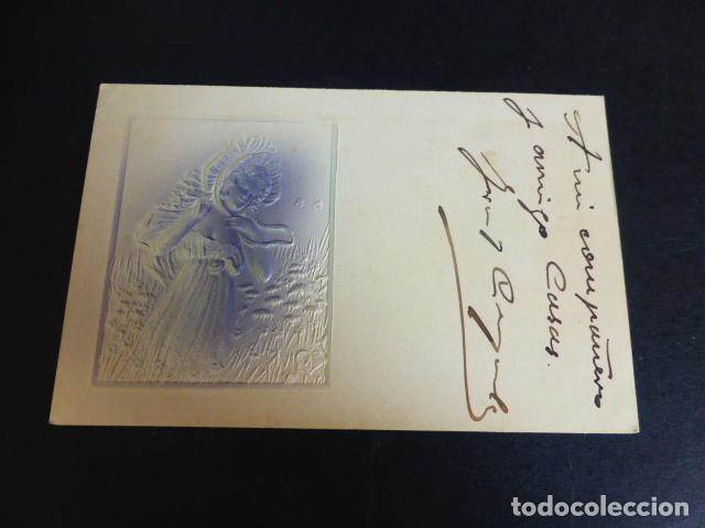 Cartoline: MUJER ELEGANTE EN RELIEVE MODERNISTA ART NOUVEAU POSTAL