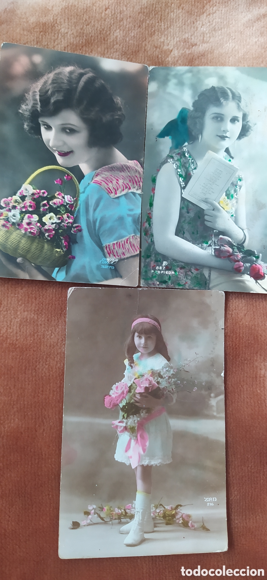Cartoline: 3 POSTALES COLORADAS A&Ntilde;OS 20 CIRCULADAS