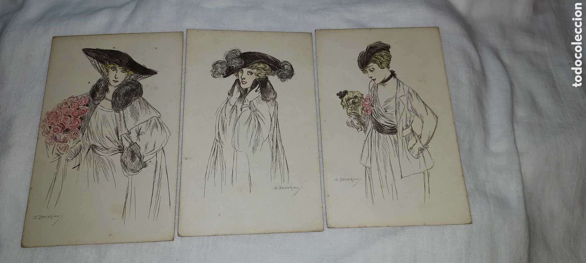 Postkarten: 3 POSTALES MUJERES ILUSTRADOR ZAMBRINO