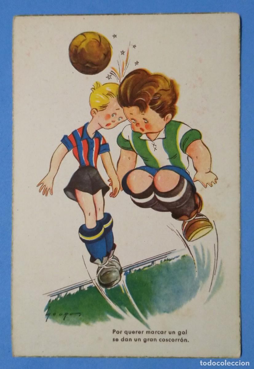 Postais: POSTAL POR QUERER MARCAR UN GOL, EDICIONES COLON POLITIPIA ART&Iacute;STICA, SERIE 124 BIS -2