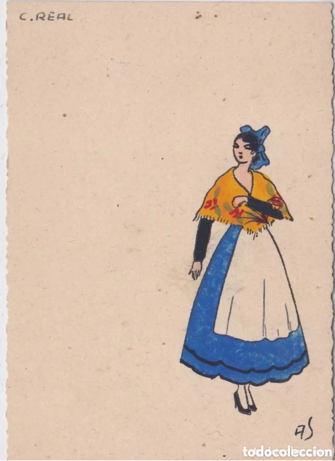 Postales: CIUDAD REAL - DIBUJO DE TRAJE T&Iacute;PICO - Foto 1