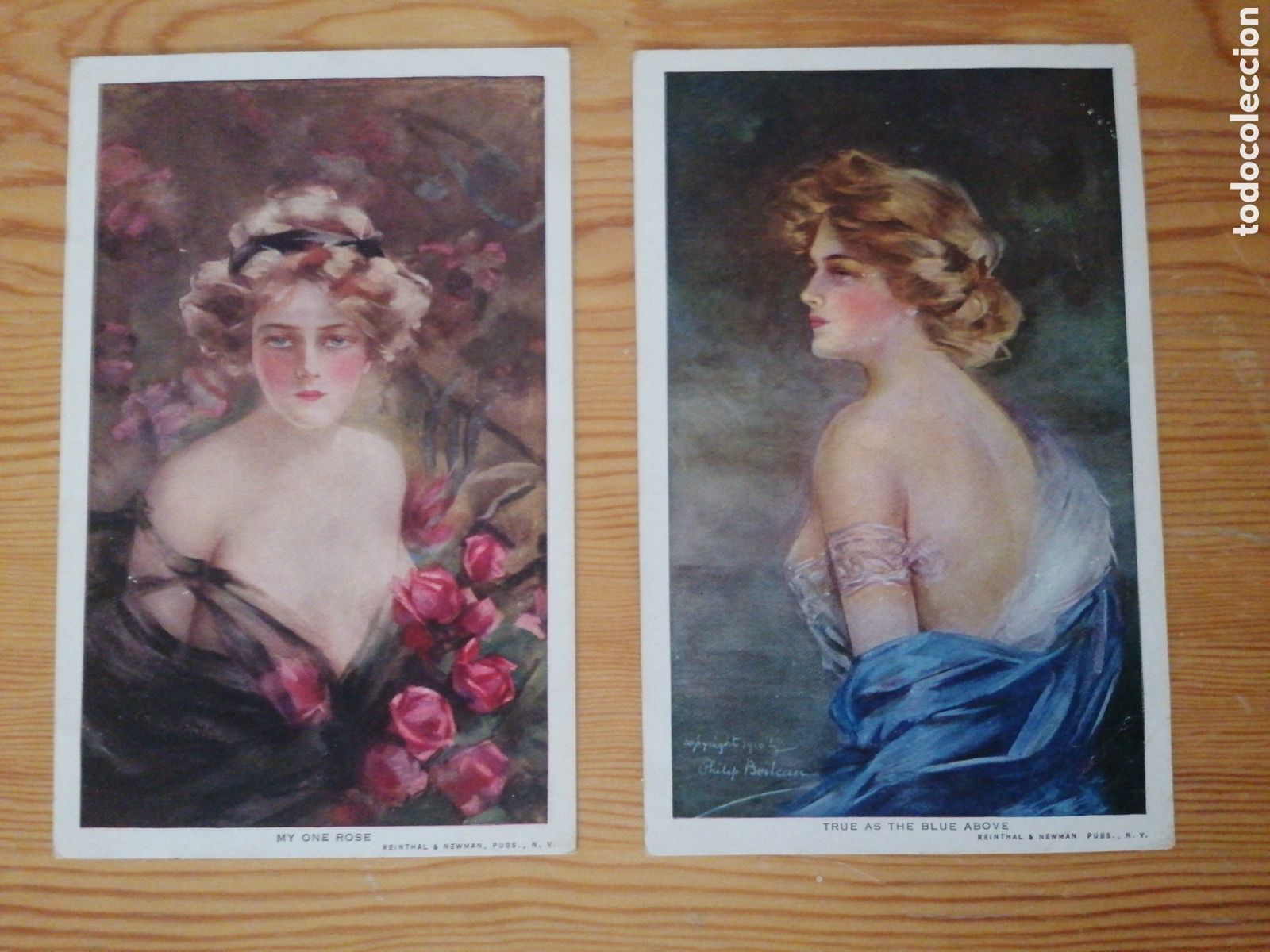 Postais: 2 Postales. Retratos de bellas mujeres. Printed in Am&eacute;rica. 1912