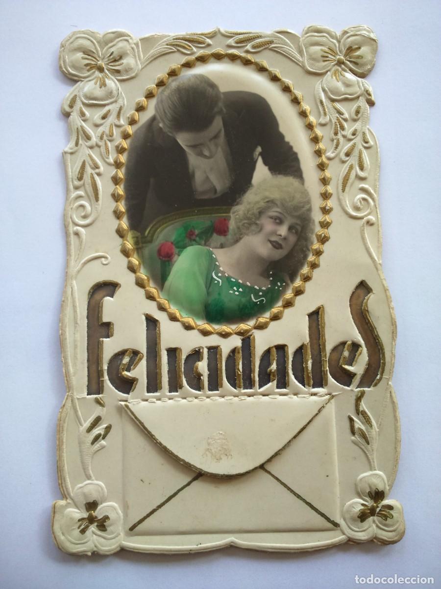 Postales: POSTAL -- FELICIDADES -- COLOREADA -- USADA --