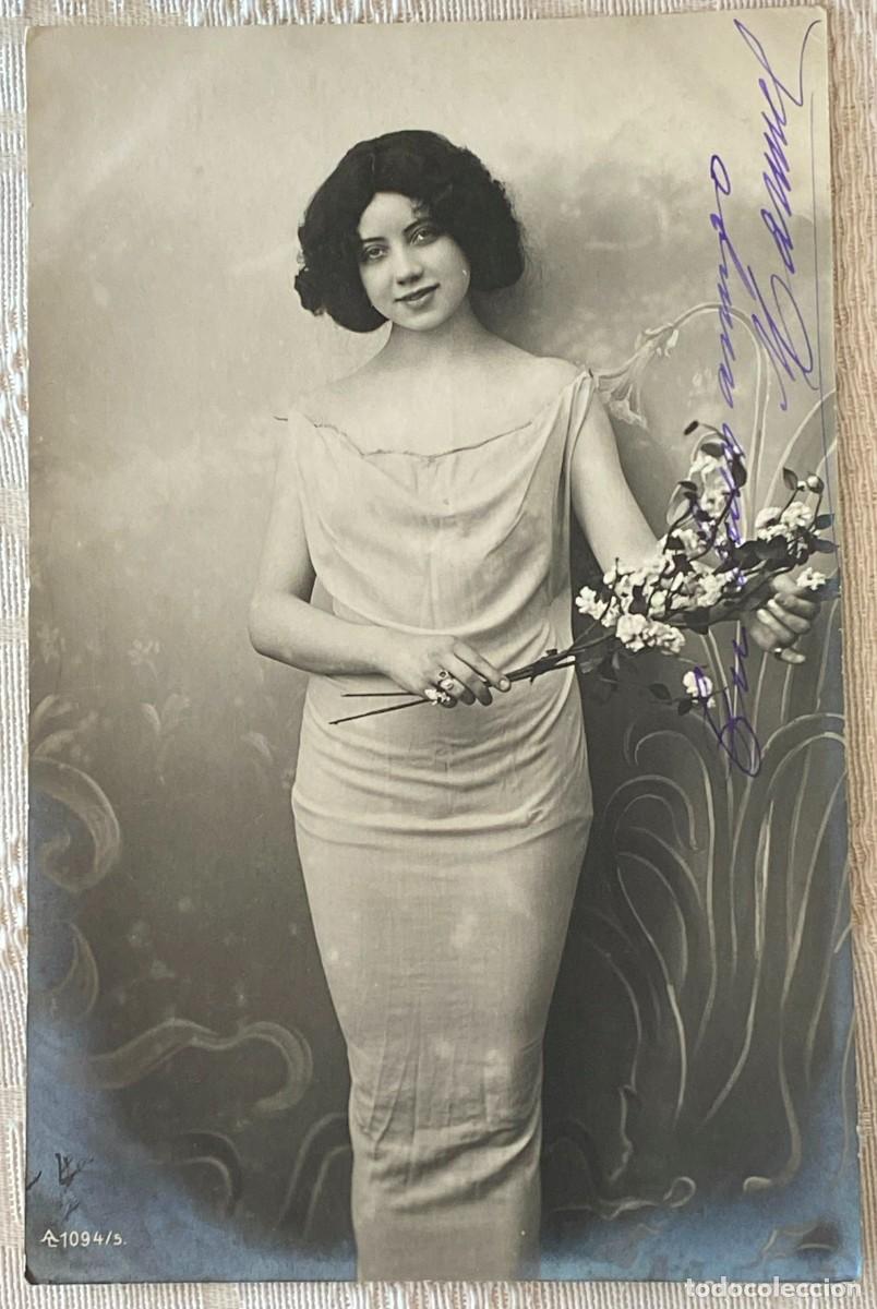 Postales: POSTAL DE MUJER, ARTISTA, CIRCULADA. REVERSO SIN DIVIDIR.