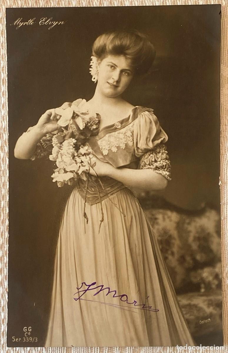 Cartoline: POSTAL DE MUJER, ARTISTA MYRTLE ELVYN, CIRCULADA. REVERSO SIN DIVIDIR.