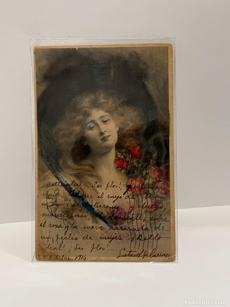 Cartoline: TARJETA POSTAL. GALANTES Y MUJERES. DIBUJO DEL ROSTRO DE UNA MUJER