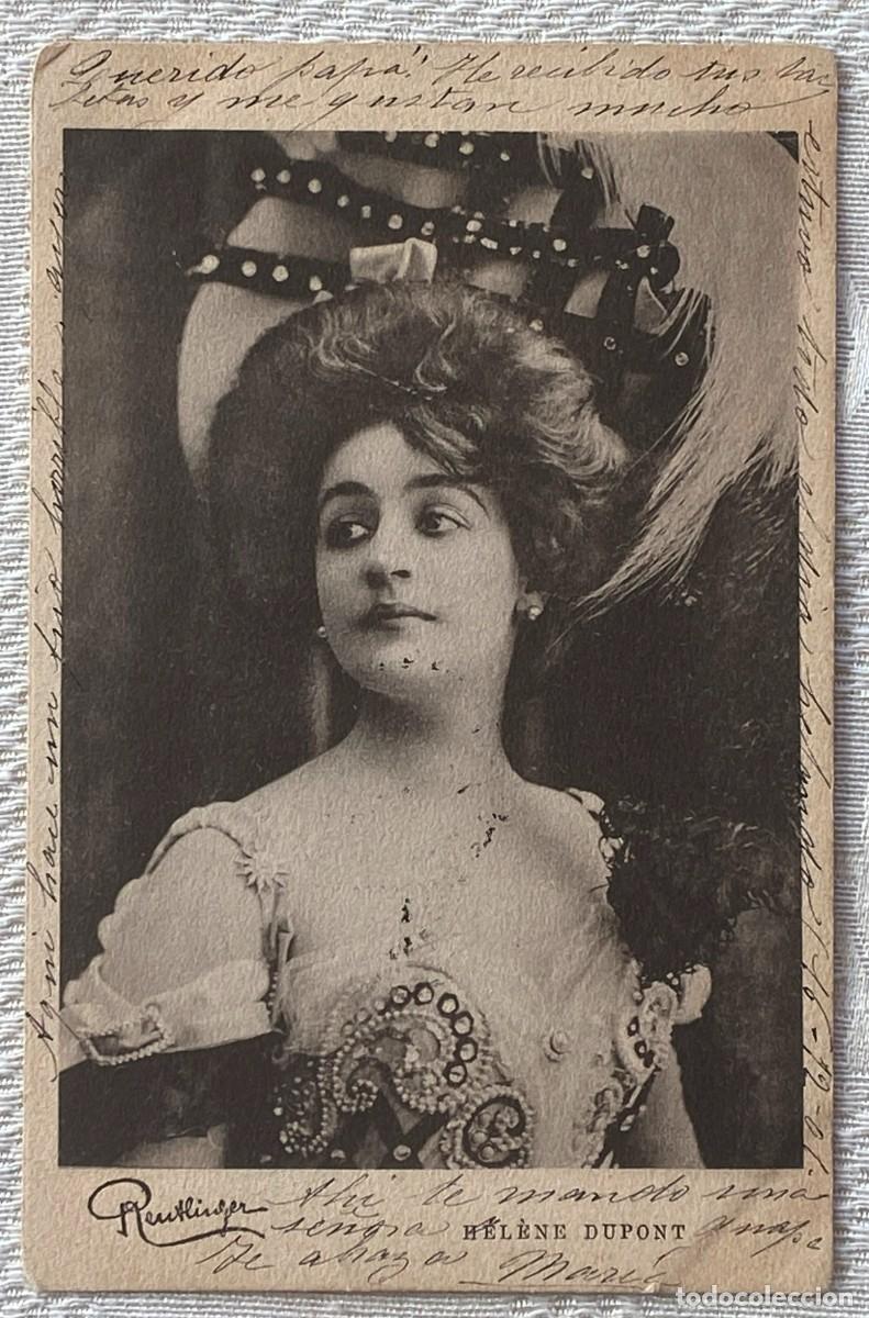 Postales: POSTAL DE MUJER, ARTISTA HELENE DUPONT, CIRCULADA. REVERSO SIN DIVIDIR.