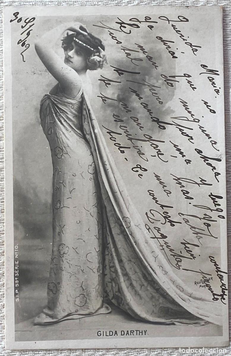 Postales: POSTAL DE MUJER, ARTISTA GILDA DARTHY, CIRCULADA. REVERSO SIN DIVIDIR.