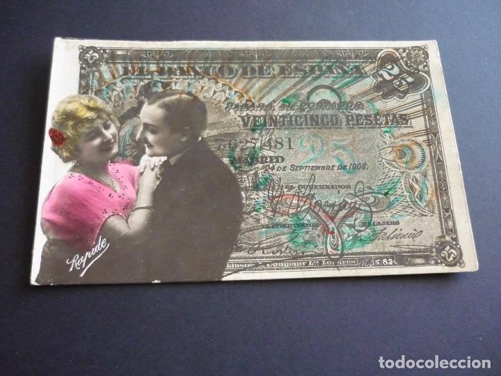 Postais: BILLETE Y PAREJA DE ENAMORADOS POSTAL
